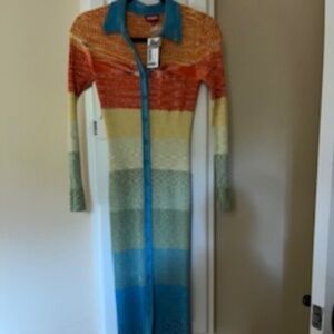 Staud Napa Rainbow Polo Midi Dress XS-NWT